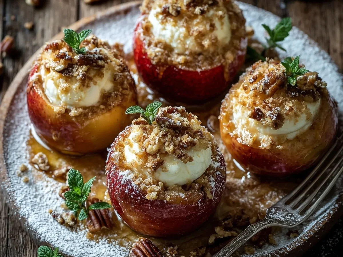 Creamy Cheesecake Stuffed Baked Apples Recipe - Featured Image