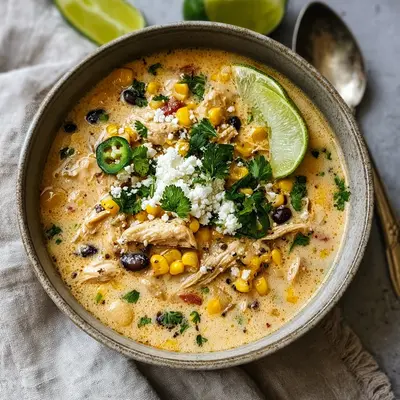 Creamy Mexican Street Corn White Chicken Chili