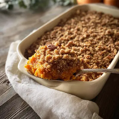 Creamy No Marshmallow Sweet Potato Casserole