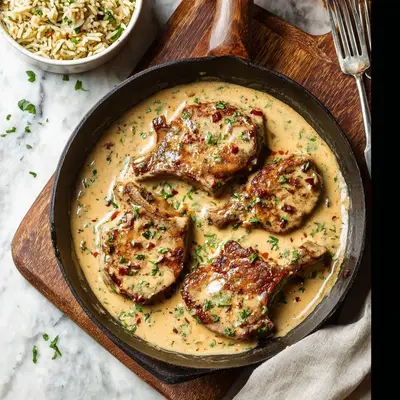 Creamy Turkey Ham Lamb Chops Dinner