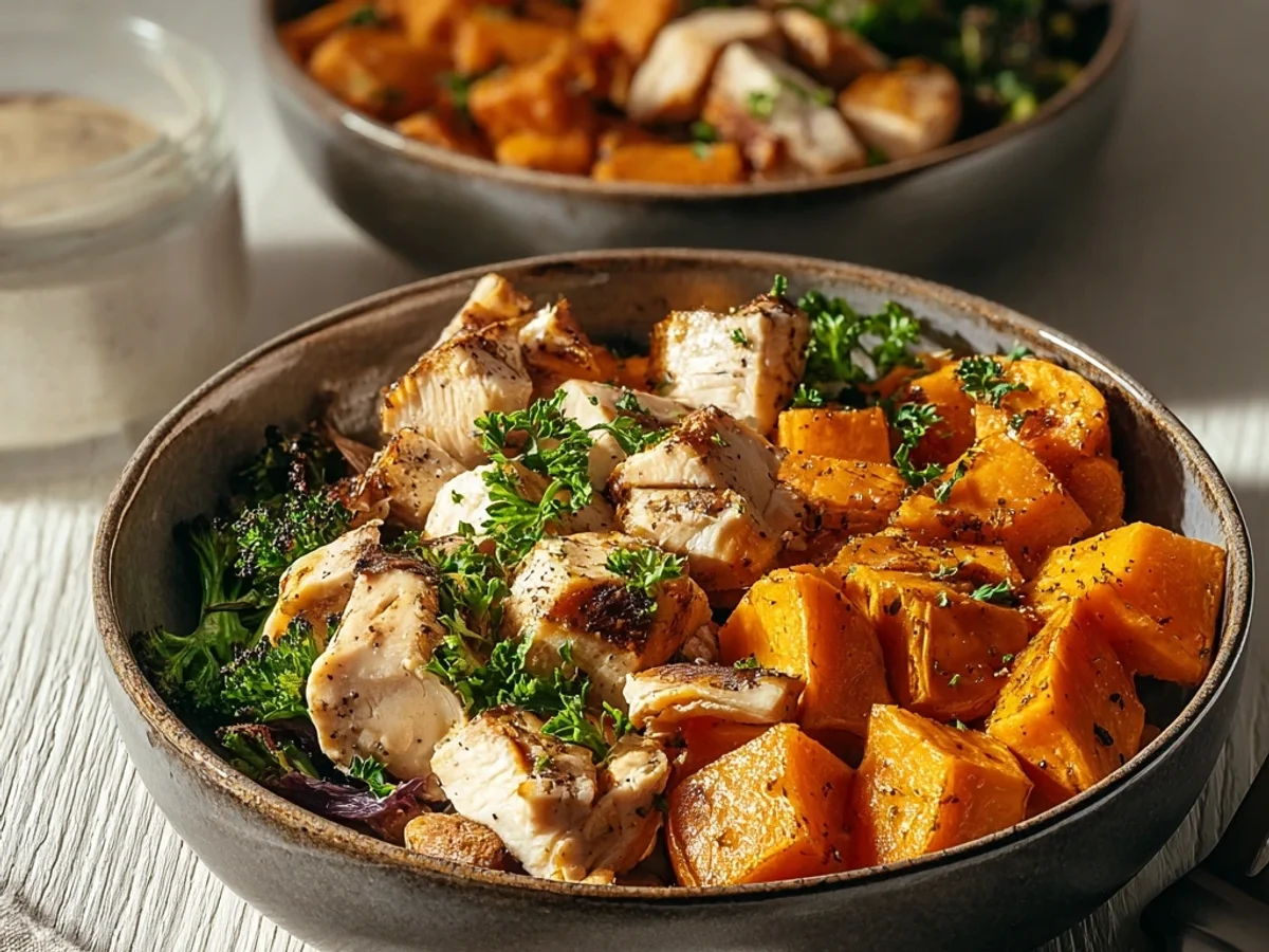 Crispy Chicken & Sweet Potato Bowls for Two - Featured Image