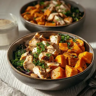 Crispy Chicken & Sweet Potato Bowls for Two