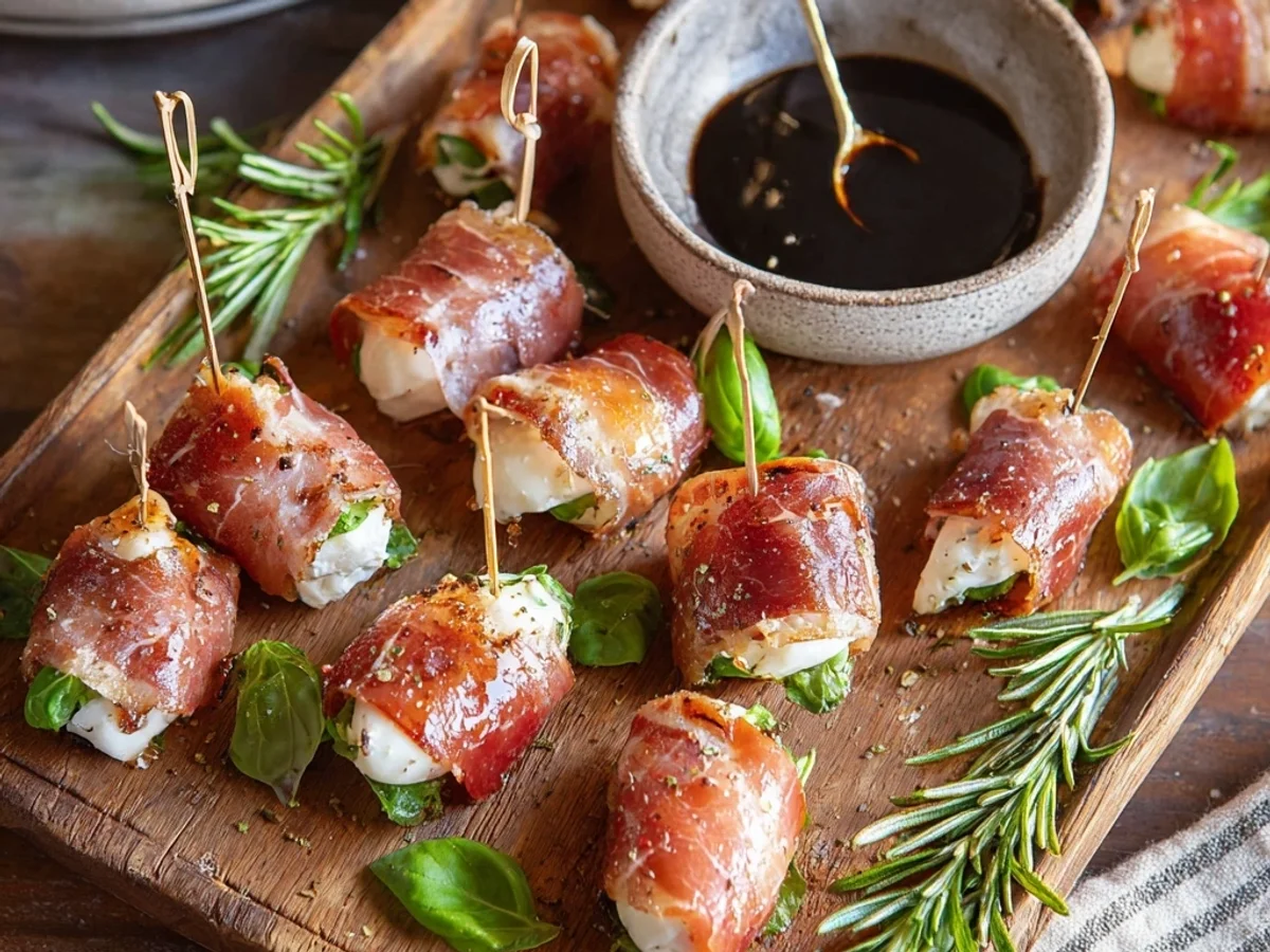 Crispy Prosciutto Wrapped Mozzarella Bites - Featured Image