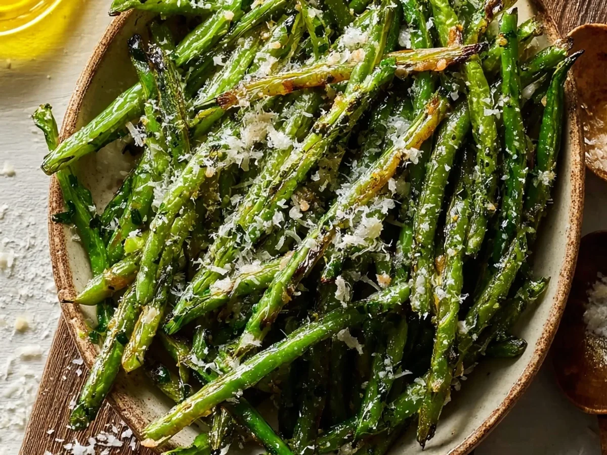 Crispy Roasted Green Beans with Garlic and Parmesan - Featured Image
