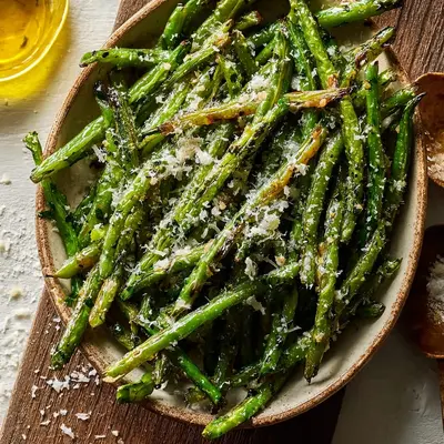 Crispy Roasted Green Beans with Garlic and Parmesan