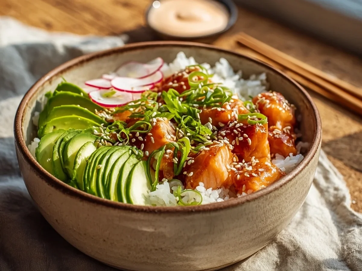 Crispy Salmon Rice Bowls with Tangy Sauce - Featured Image