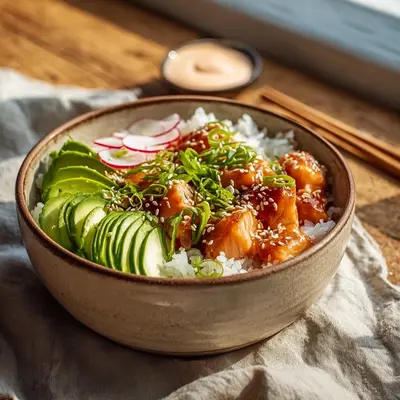 Crispy Salmon Rice Bowls with Tangy Sauce