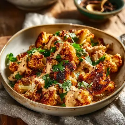 Golden Moroccan Cauliflower & Tangy Tahini Honey