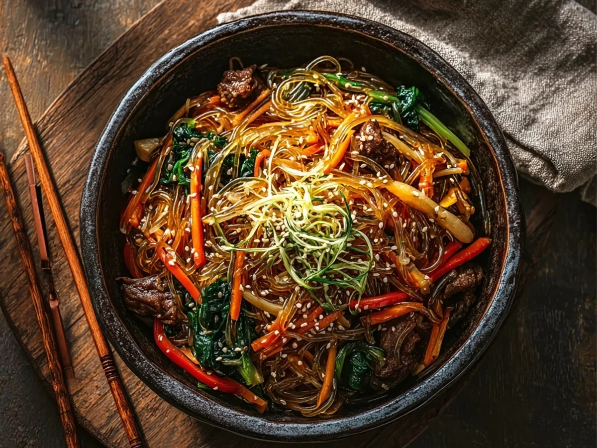 Hearty Authentic Korean Japchae Noodles: A Family Favorite - Featured Image