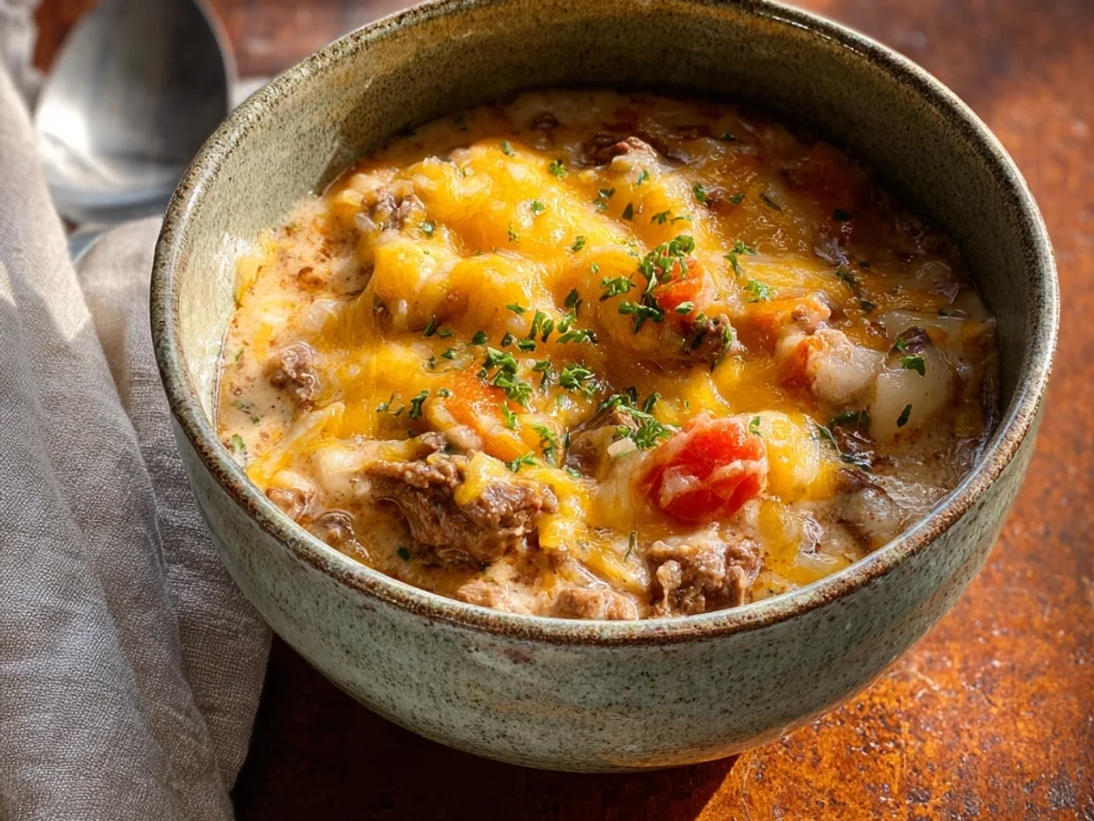 Hearty Cheesy Beef Soup: My Comforting Family Recipe - Featured Image