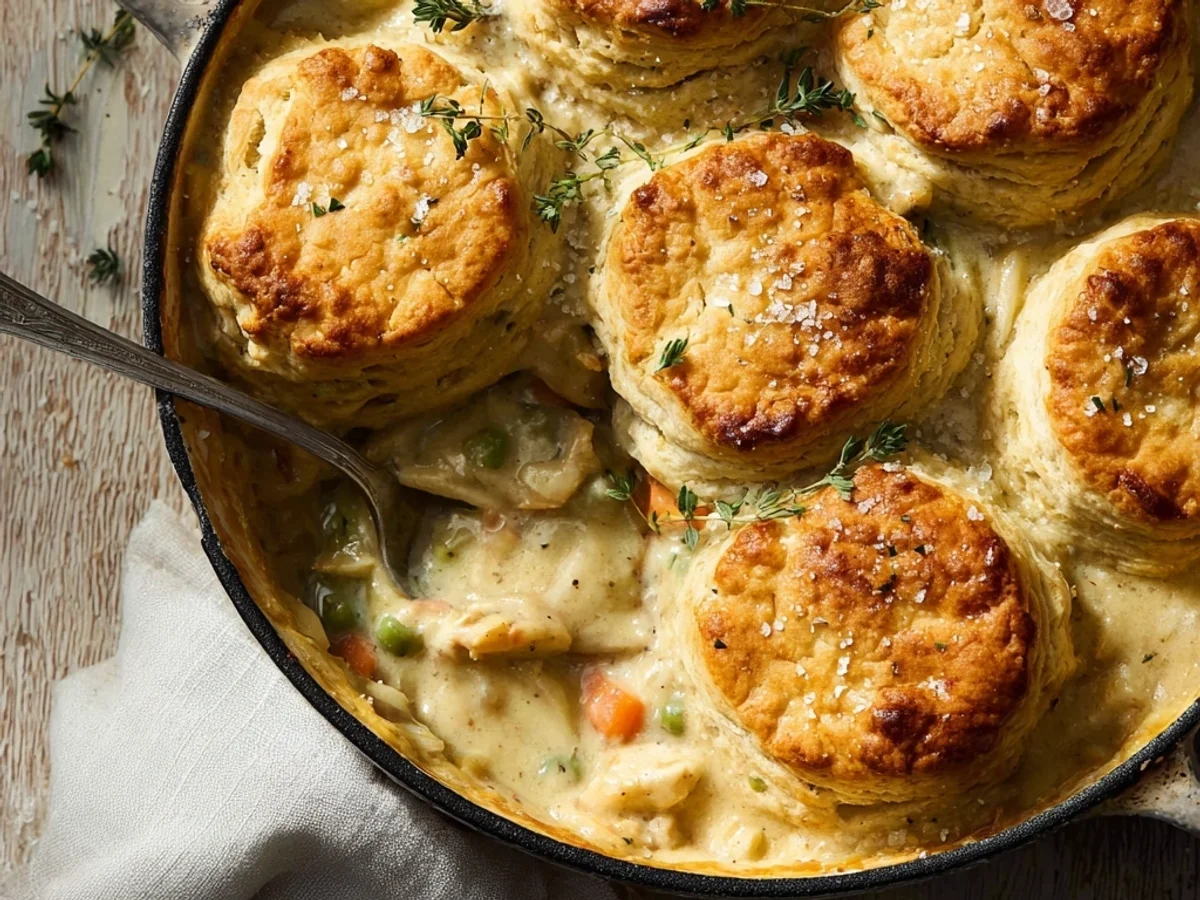 Hearty Chicken Pot Pie with Biscuits Recipe - Featured Image