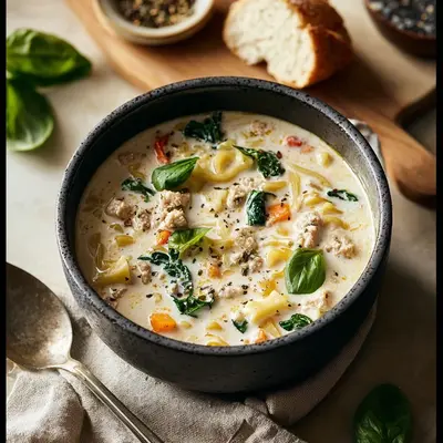 Hearty Creamy Italian Ground Chicken Soup