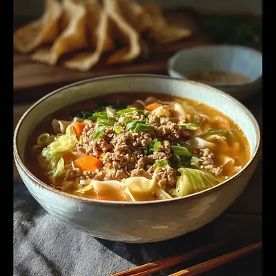 Hearty Egg Roll Soup with an Asian Twist