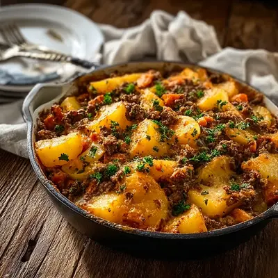 Hearty Hobo Casserole with Ground Beef & Potatoes