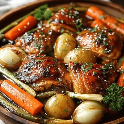 Hearty Honey Garlic Chicken and Veggies Sheet Pan