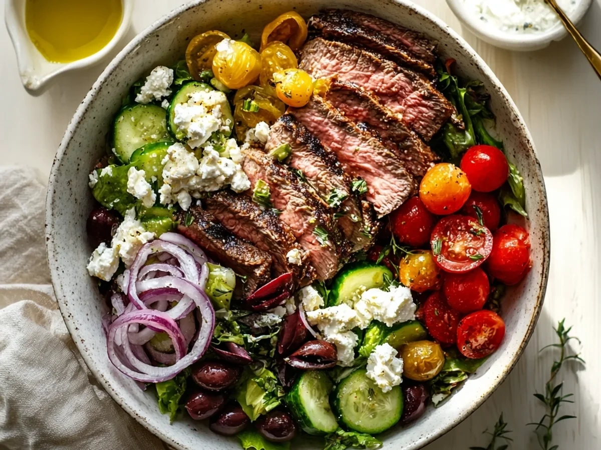 Hearty Mediterranean Steak Bowl: Fresh Flavors - Featured Image