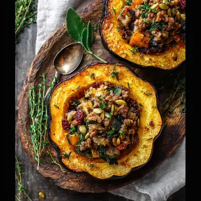 Hearty Sausage Stuffed Acorn Squash Recipe for Fall Nights