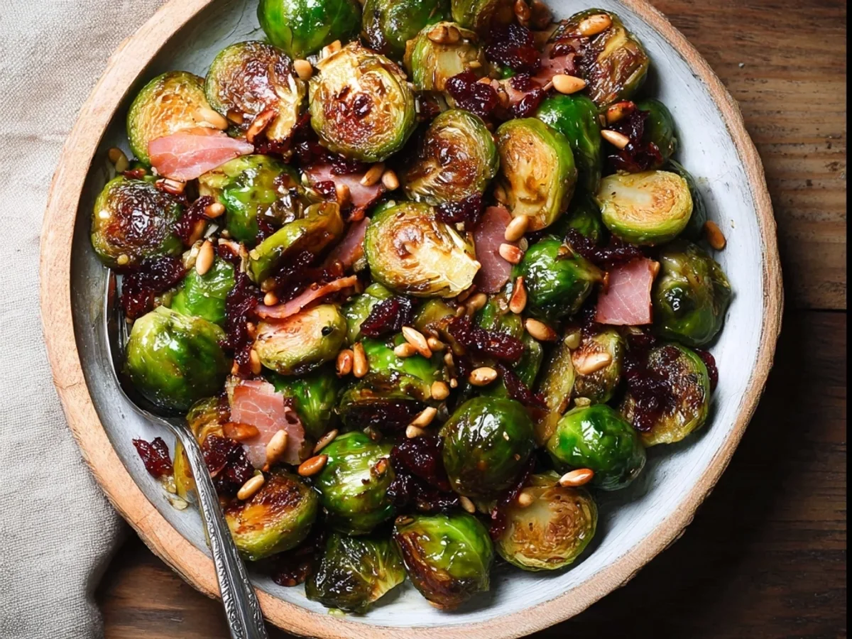 Homestyle Brussels Sprouts with Turkey Ham Recipe - Featured Image