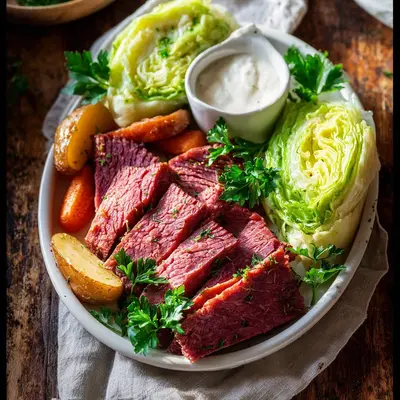 Homestyle Corned Beef & Cabbage with Creamy Horseradish