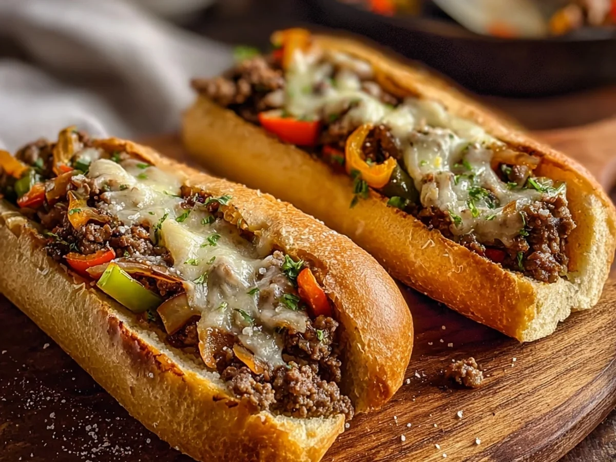 Homestyle Ground Beef Philly Cheesesteaks: Quick & Cheesy - Featured Image
