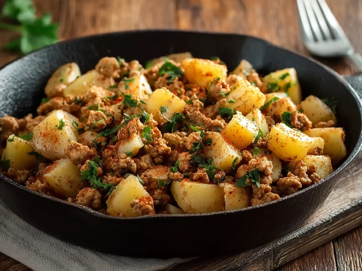 Homestyle Ground Turkey with Potatoes Skillet - Featured Image