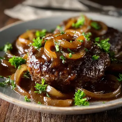 Homestyle Hamburger Steak with Onions and Gravy