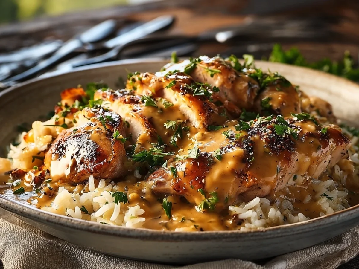 Homestyle Smothered Chicken and Rice Dinner - Featured Image