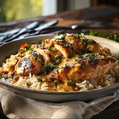 Homestyle Smothered Chicken and Rice Dinner