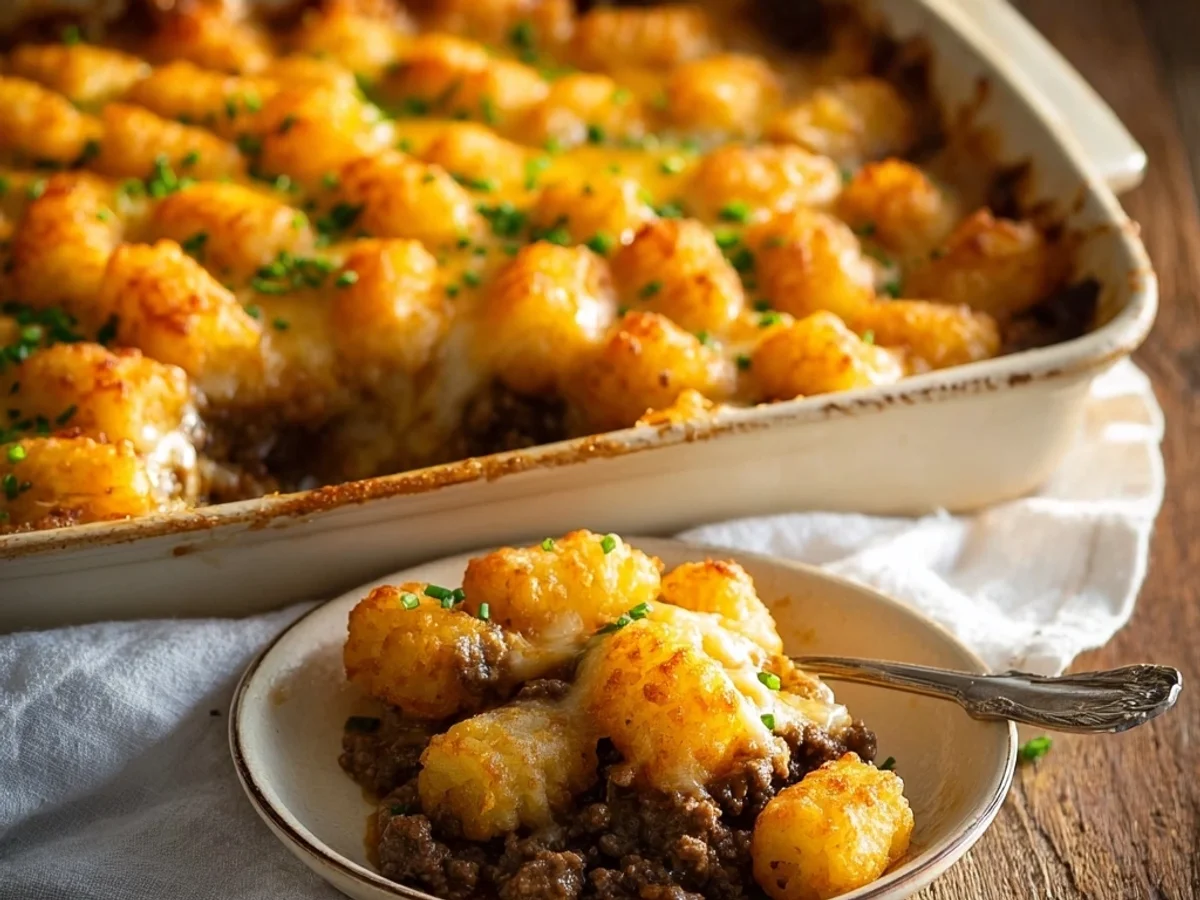 Homestyle Tater Tot Casserole with Ground Beef - Featured Image
