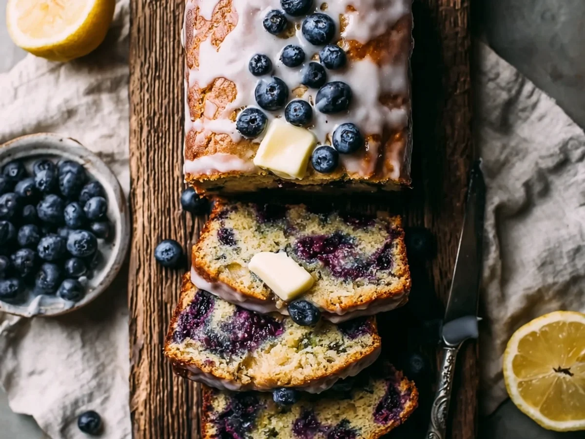Moist Blueberry Zucchini Bread with Tangy Lemon Glaze - Featured Image