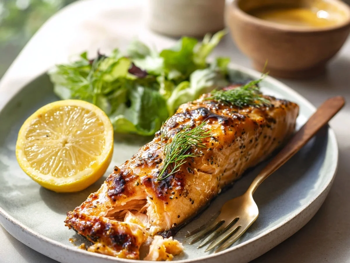 Quick Air Fryer Honey Mustard Salmon - Featured Image