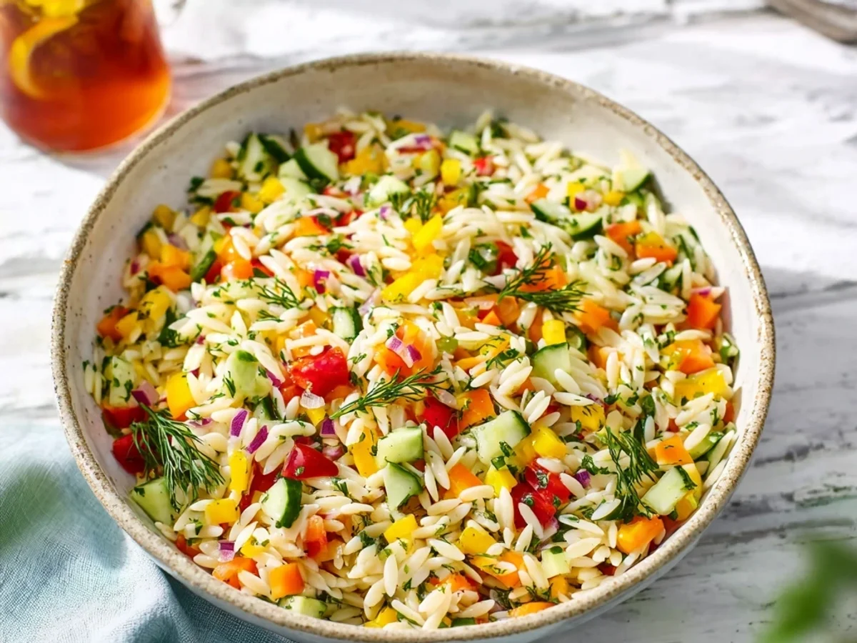 Rainbow Orzo Salad Recipe: My Sunny Garden Medley - Featured Image