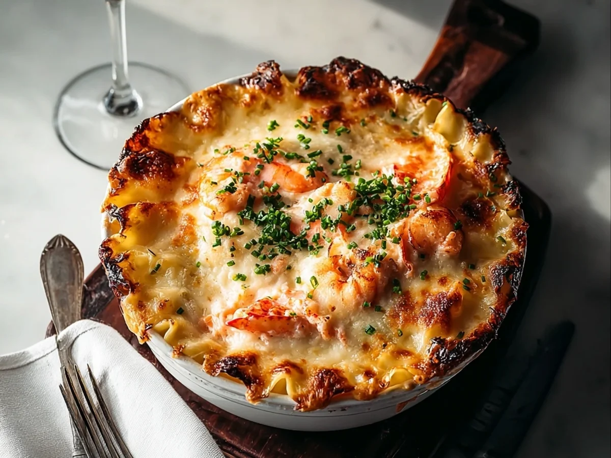 Rich Seafood Lasagna with Lobster and Shrimp Recipe - Featured Image