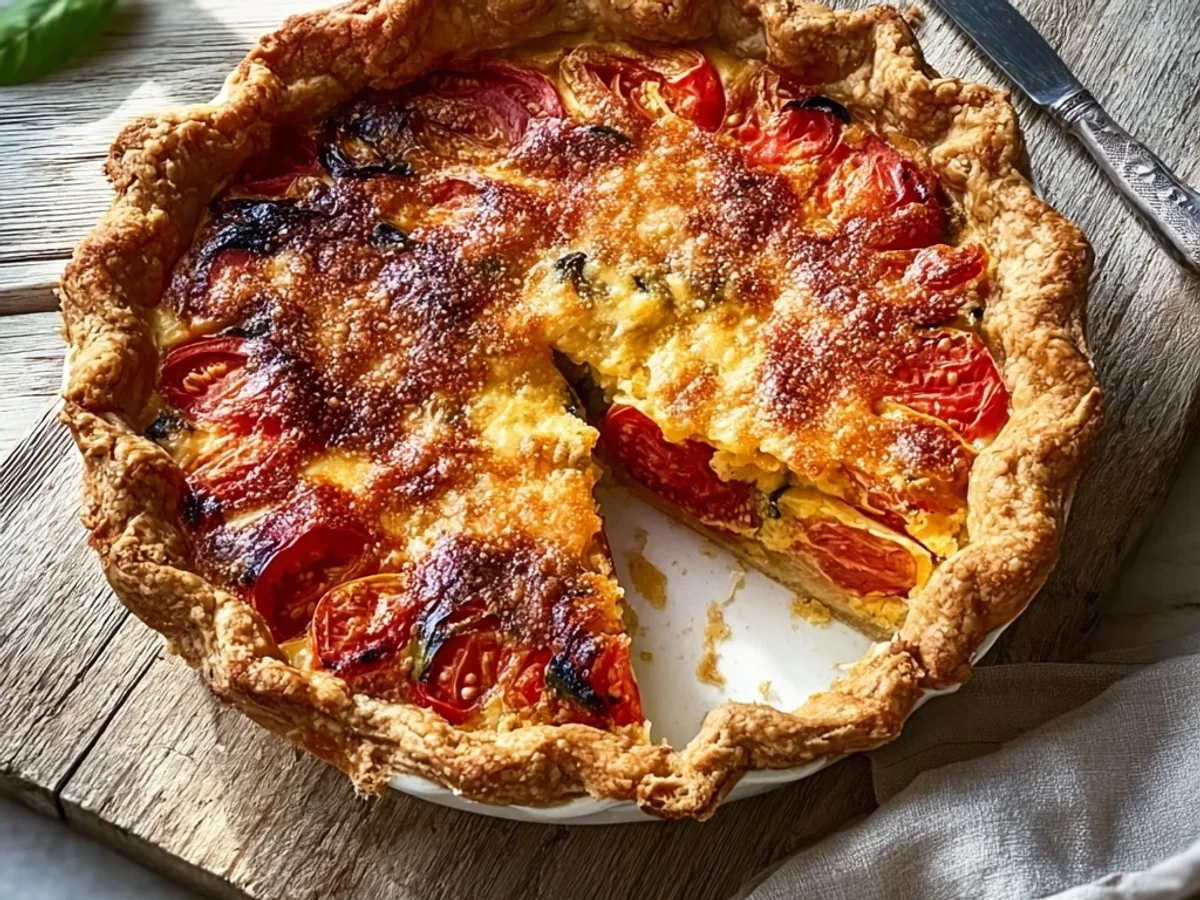 Rustic Easy Homemade Tomato Pie Recipe - Featured Image
