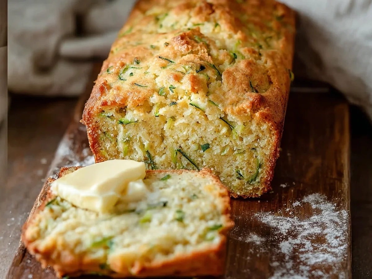 Rustic Green Onion Zucchini Cheddar Bread Loaf - Featured Image