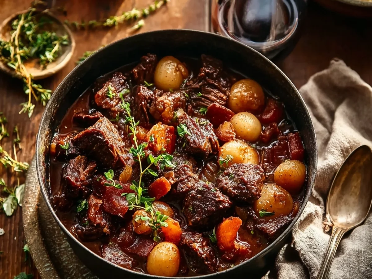 Rustic One Pot Beef Bourguignon, Simple & Rich - Featured Image