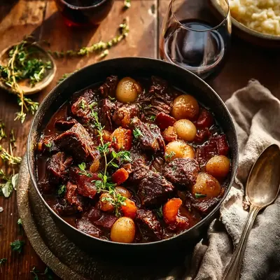 Rustic One Pot Beef Bourguignon, Simple & Rich