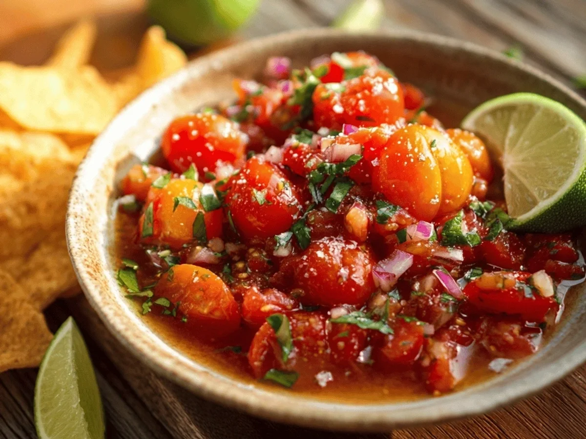 Rustic Roasted Cherry Tomato Salsa with Tangy Lime - Featured Image
