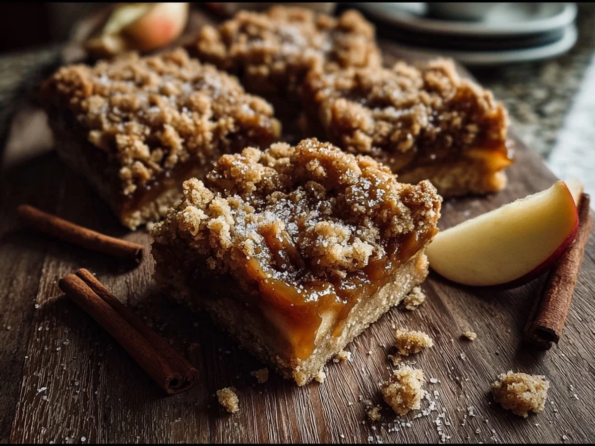Rustic Salted Caramel Apple Crumble Bars for Fall - Featured Image