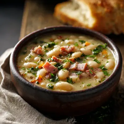 Rustic White Bean Soup with Turkey Ham
