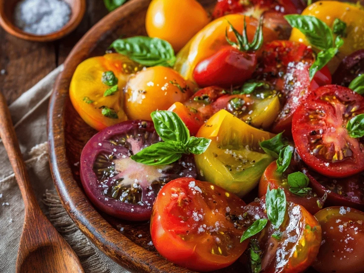 Simple Fresh Tomato Salad Recipe with Basil & Feta - Featured Image