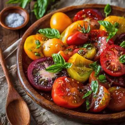 Simple Fresh Tomato Salad Recipe with Basil & Feta