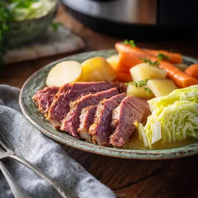 Simple Slow Cooker Corned Beef with Cabbage