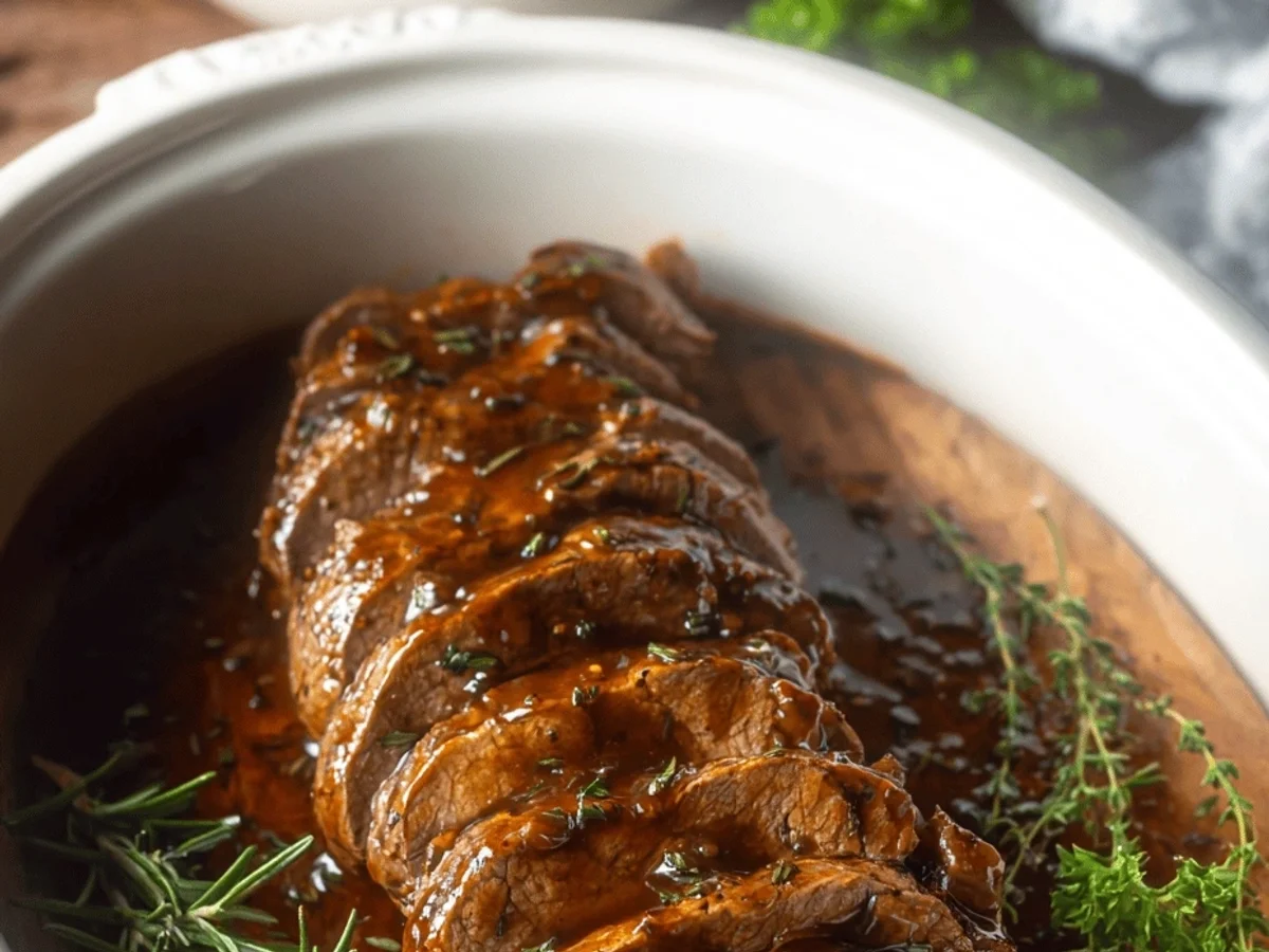 Slow Cooker Lamb Tenderloin with Honey Balsamic Glaze - Featured Image