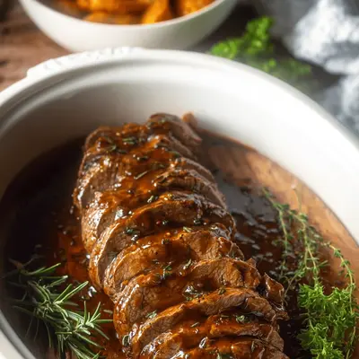 Slow Cooker Lamb Tenderloin with Honey Balsamic Glaze