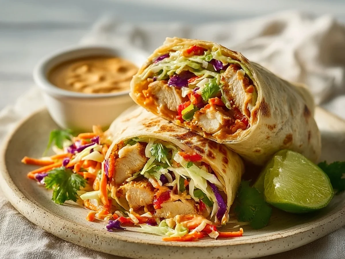 Spicy Thai Chicken Wrap with Crunchy Asian Slaw - Featured Image