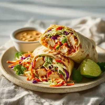 Spicy Thai Chicken Wrap with Crunchy Asian Slaw