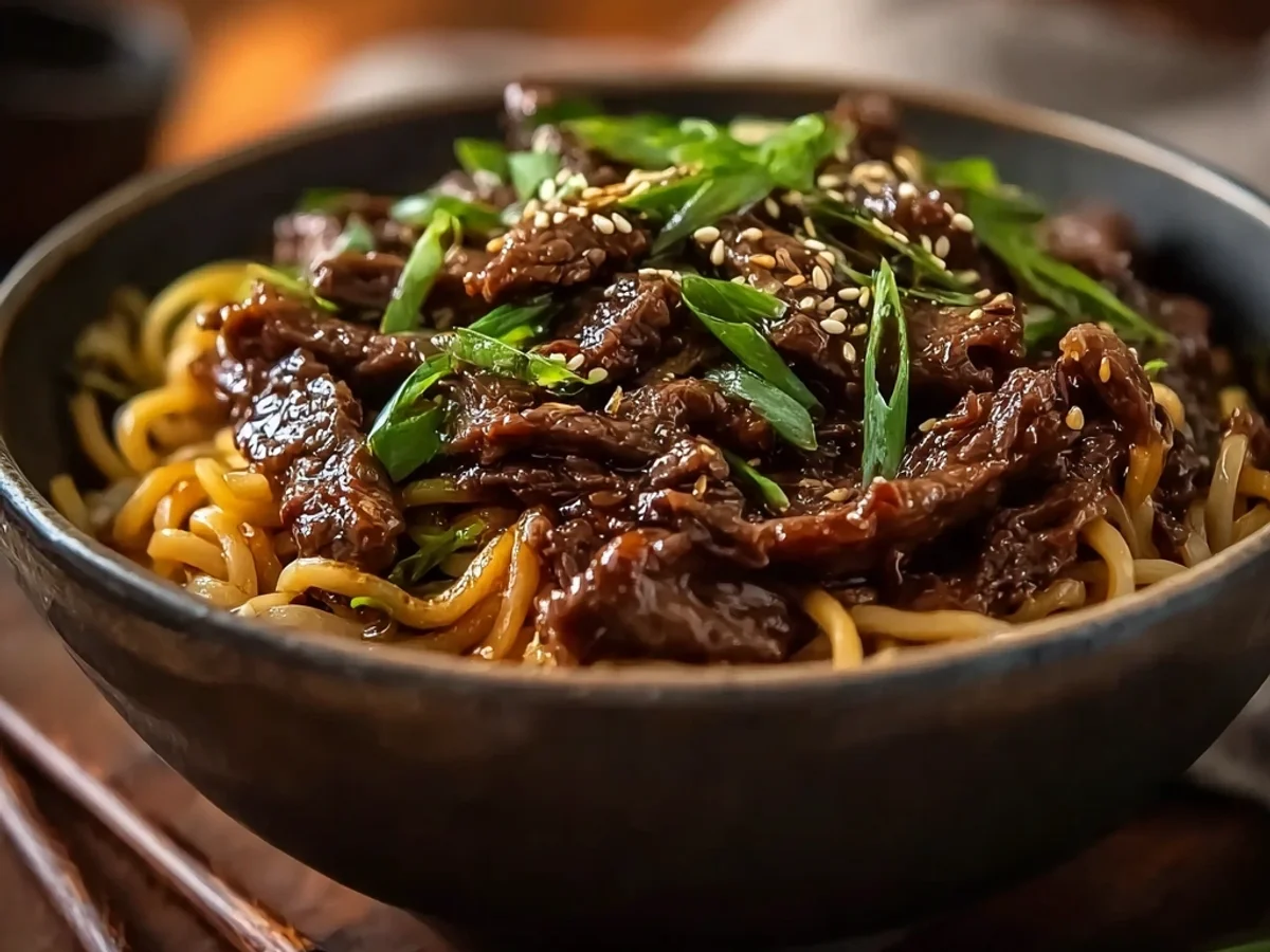 Sweet & Savory Sticky Beef Noodles for Dinner - Featured Image