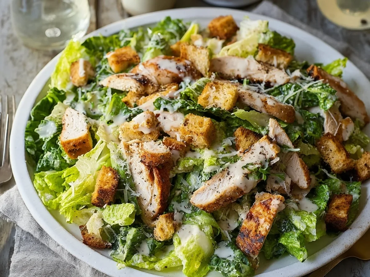Tangy Chicken Caesar Salad with Crispy Romaine - Featured Image
