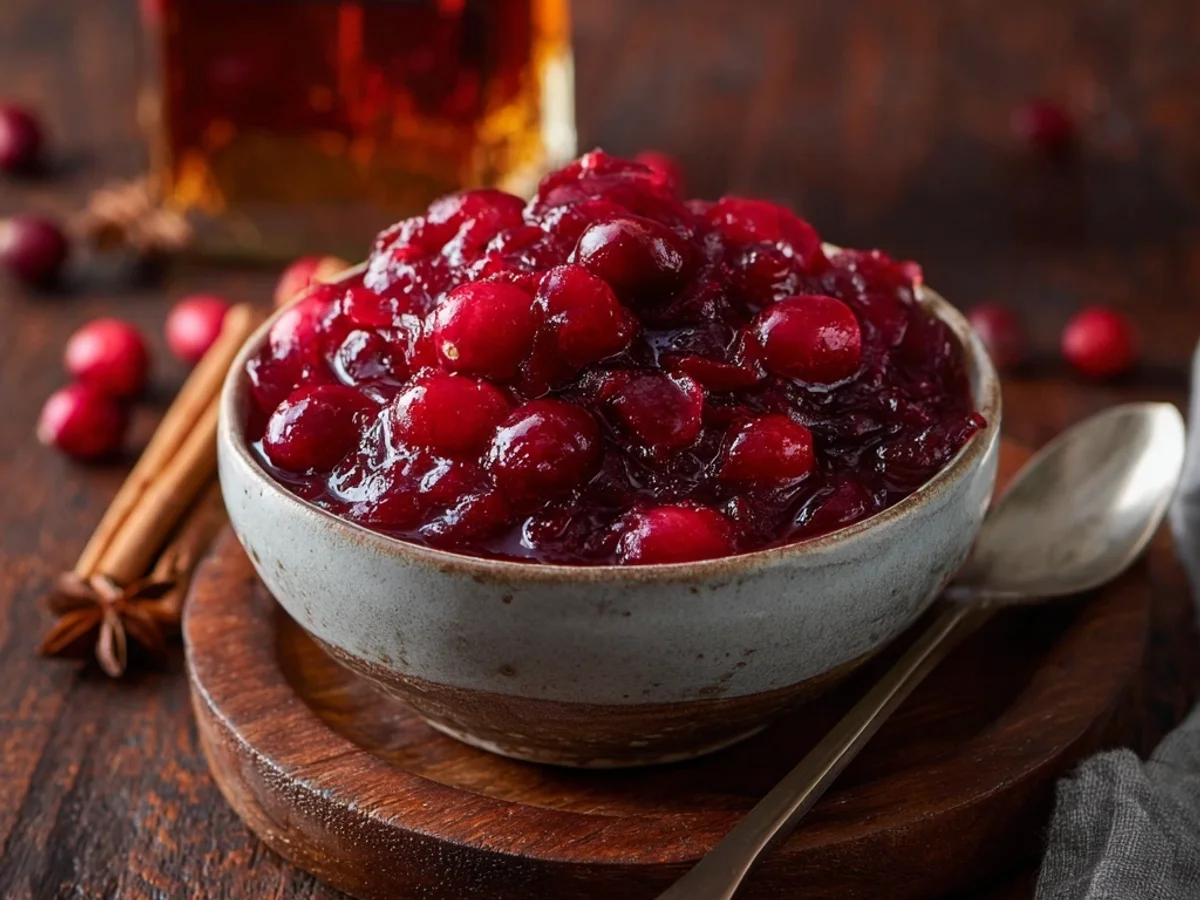 Tangy Honey Cranberry Sauce with Non-Alcoholic Bourbon - Featured Image